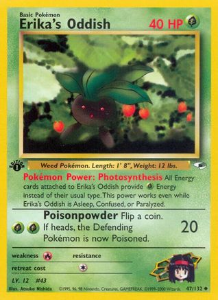 Erika's Oddish (47) 047  - 1st Edition Gym Heroes - Uncommon