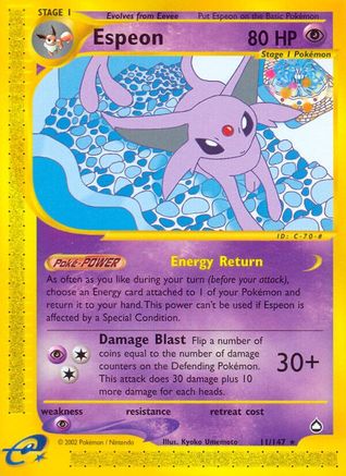 Espeon  - Reverse Holofoil Aquapolis - Rare