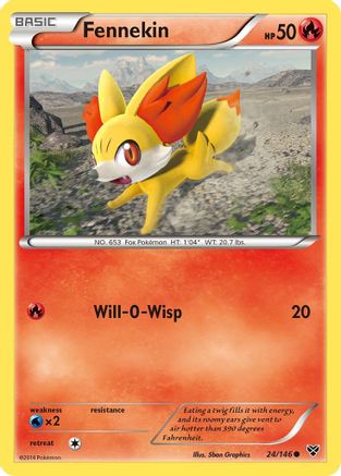 Fennekin 024  - Reverse Holofoil XY Base Set - Common