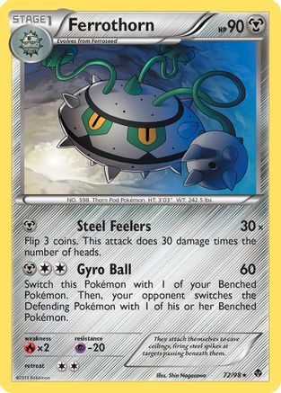 Ferrothorn (72)  - Reverse Holofoil Emerging Powers - Rare