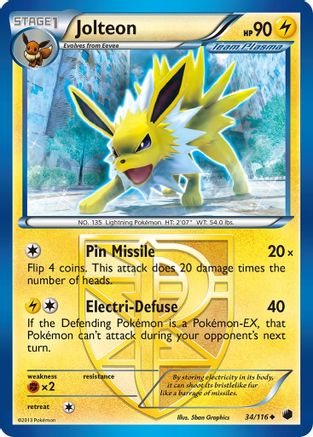Jolteon (Team Plasma) 034  - Reverse Holofoil Plasma Freeze - Uncommon