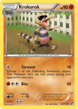 Krokorok  - Reverse Holofoil Black and White - Uncommon