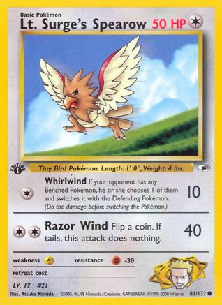 Lt. Surge's Spearow (83) 083  - 1st Edition Gym Heroes - Common