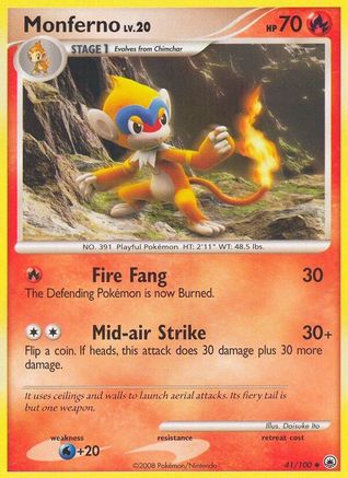 Monferno  - Reverse Holofoil Majestic Dawn - Uncommon