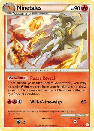 Ninetales 007  - Reverse Holofoil HeartGold SoulSilver - Holo Rare
