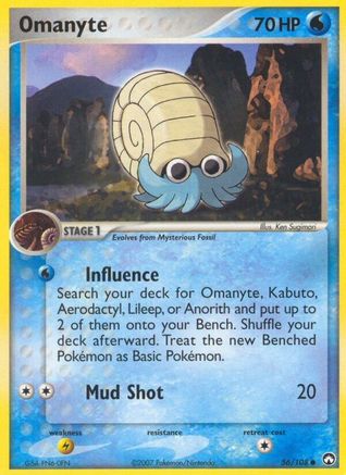 Omanyte 056  - Reverse Holofoil Power Keepers - Common