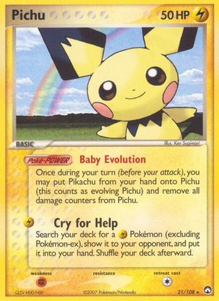 Pichu 021  - Reverse Holofoil Power Keepers - Rare