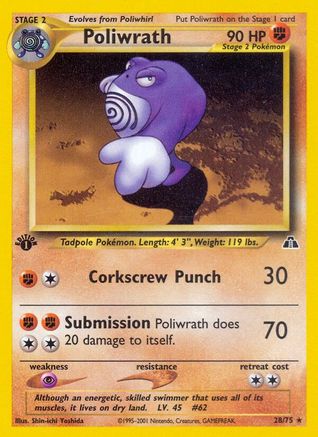 Poliwrath (28) 028/75  - 1st Edition Neo Discovery - Rare