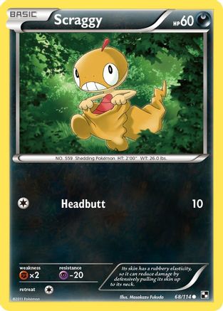 Scraggy  - Reverse Holofoil Black and White - Common