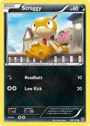 Scraggy 085  - Reverse Holofoil Plasma Storm - Common