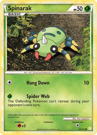 Spinarak 083  - Reverse Holofoil HeartGold SoulSilver - Common