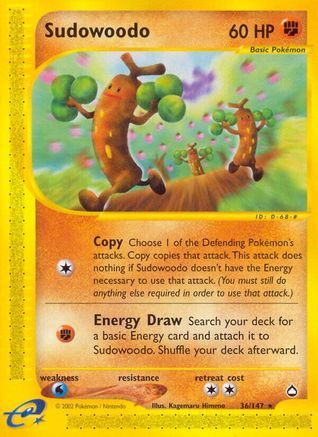 Sudowoodo  - Reverse Holofoil Aquapolis - Rare
