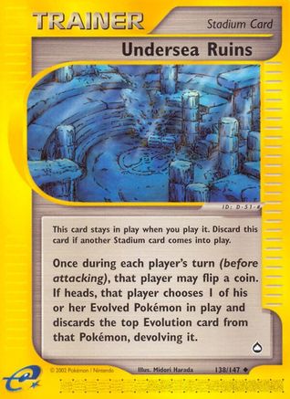 Undersea Ruins  - Reverse Holofoil Aquapolis - Uncommon