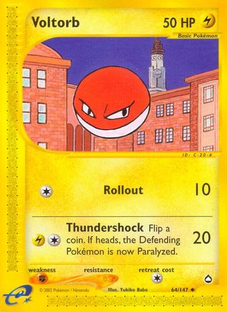 Voltorb (64)  - Reverse Holofoil Aquapolis - Uncommon