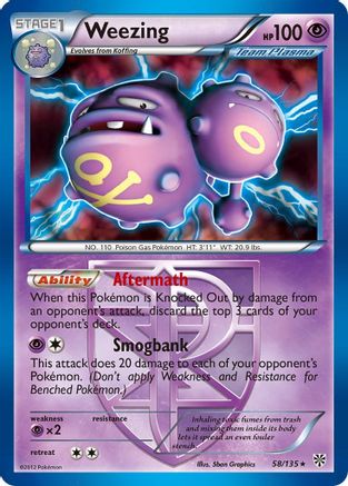Weezing (Team Plasma) 058  - Reverse Holofoil Plasma Storm - Holo Rare