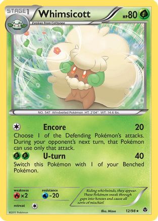 Whimsicott (12)  - Reverse Holofoil Emerging Powers - Rare