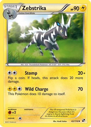 Zebstrika (42)  - Reverse Holofoil Black and White - Uncommon