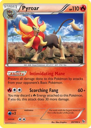Pyroar 020  - Reverse Holofoil XY  Flashfire - Holo Rare