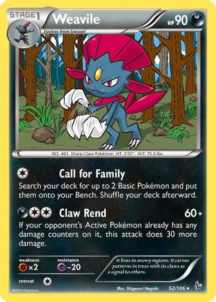 Weavile 052  - Reverse Holofoil XY  Flashfire - Rare