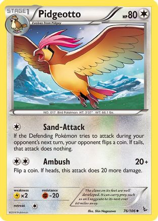 Pidgeotto 076  - Reverse Holofoil XY  Flashfire - Uncommon