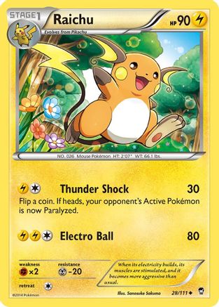 Raichu 028  - Reverse Holofoil XY  Furious Fists - Uncommon