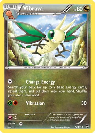 Vibrava 075  - Reverse Holofoil XY  Furious Fists - Uncommon
