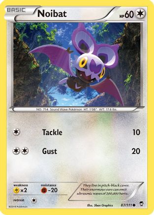 Noibat 087  - Reverse Holofoil XY  Furious Fists - Common