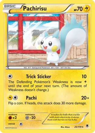 Pachirisu 025  - Reverse Holofoil XY  Phantom Forces - Rare