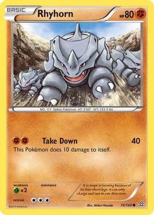 Rhyhorn  - Reverse Holofoil XY  Primal Clash - Common