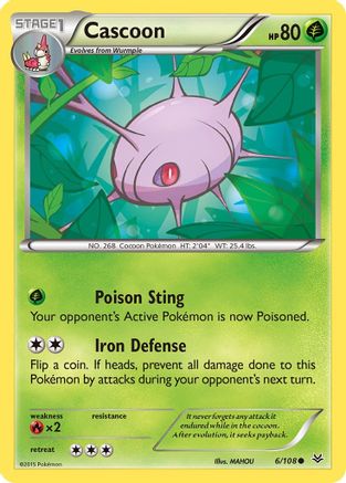 Cascoon 006  - Reverse Holofoil XY  Roaring Skies - Common